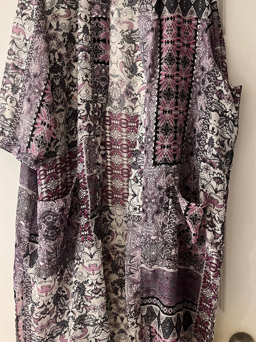 Purple abstract paisley kimono one size cover up robe